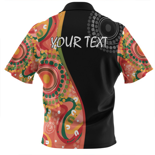 Australia Aboriginal Custom Zip Polo Shirt - Aboriginal Art Style Abstract Zip Polo Shirt Australia Aboriginal Custom Zip Polo Shirt - Aboriginal Art Style Abstract Zip Polo Shirt