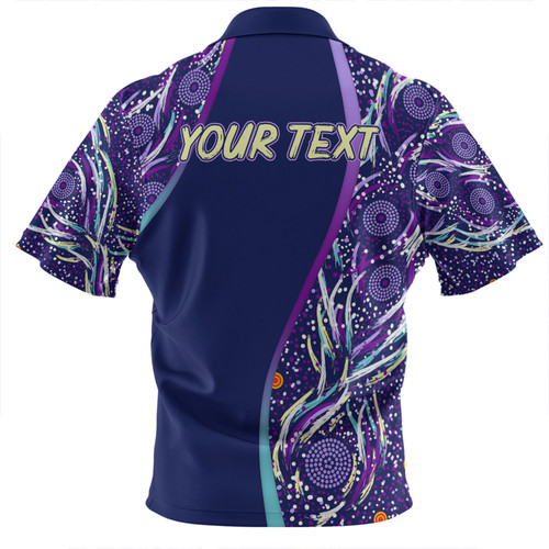 Australia Aboriginal Custom Zip Polo Shirt - Purple Dot Dreamtime Zip Polo Shirt Australia Aboriginal Custom Zip Polo Shirt - Purple Dot Dreamtime Zip Polo Shirt