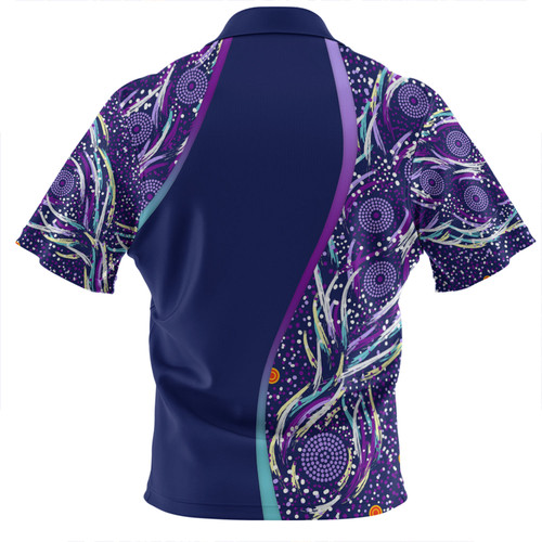 Australia Aboriginal Custom Zip Polo Shirt - Purple Dot Dreamtime Zip Polo Shirt Australia Aboriginal Custom Zip Polo Shirt - Purple Dot Dreamtime Zip Polo Shirt