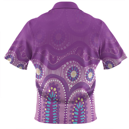 Australia Aboriginal Custom Zip Polo Shirt - Purple Aboriginal Dot Zip Polo Shirt Australia Aboriginal Custom Zip Polo Shirt - Purple Aboriginal Dot Zip Polo Shirt