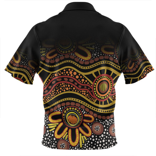 Australia Aboriginal Custom Zip Polo Shirt - Dot In Aboriginal Style Zip Polo Shirt Australia Aboriginal Custom Zip Polo Shirt - Dot In Aboriginal Style Zip Polo Shirt