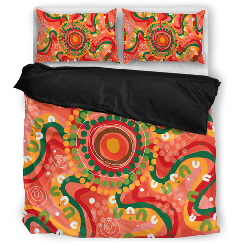 Australia Aboriginal Bedding Set - Aboriginal Art Style Abstract Bedding Set