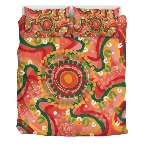 Australia Aboriginal Bedding Set - Aboriginal Art Style Abstract Bedding Set