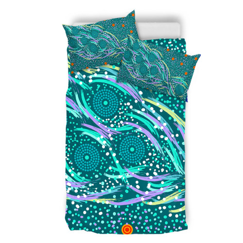 Australia Aboriginal Bedding Set - Turquoise Dot Dreamtime Bedding Set Australia Aboriginal Bedding Set - Turquoise Dot Dreamtime Bedding Set
