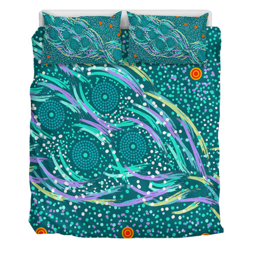 Australia Aboriginal Bedding Set - Turquoise Dot Dreamtime Bedding Set Australia Aboriginal Bedding Set - Turquoise Dot Dreamtime Bedding Set