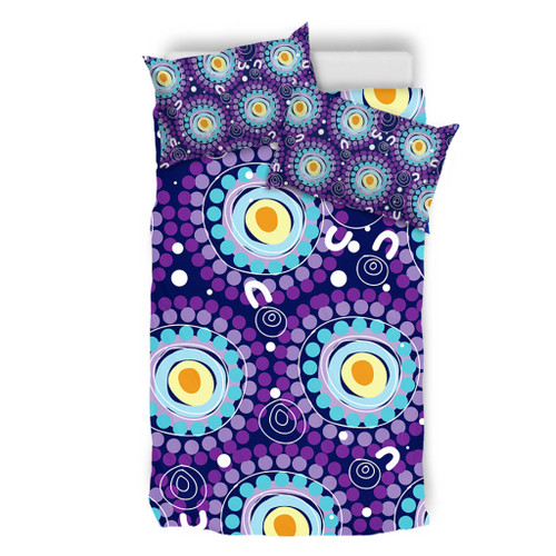 Australia Aboriginal Bedding Set - Purple Abstract Seamless Pattern With Aboriginal Inspired Bedding Set