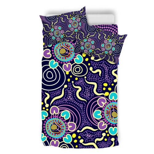 Australia Aboriginal Bedding Set - Purple Painting With Aboriginal Inspired Dot Bedding Set Australia Aboriginal Bedding Set - Purple Painting With Aboriginal Inspired Dot Bedding Set