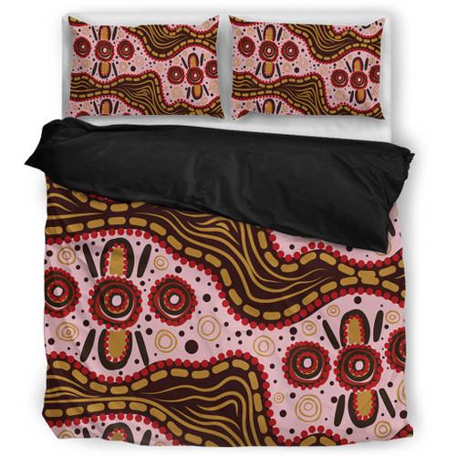 Australia Aboriginal Bedding Set - Aboriginal Inspired With Pink Background Bedding Set Australia Aboriginal Bedding Set - Aboriginal Inspired With Pink Background Bedding Set