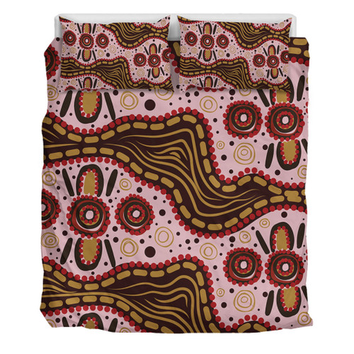 Australia Aboriginal Bedding Set - Aboriginal Inspired With Pink Background Bedding Set Australia Aboriginal Bedding Set - Aboriginal Inspired With Pink Background Bedding Set