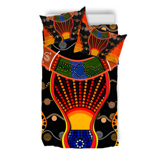 Australia Aboriginal Bedding Set - Indigenous Dot With Boomerang Inspired Bedding Set