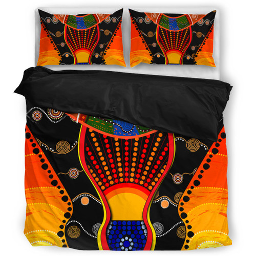 Australia Aboriginal Bedding Set - Indigenous Dot With Boomerang Inspired Bedding Set