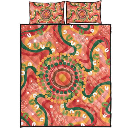 Australia Aboriginal Quilt Bed Set - Aboriginal Art Style Abstract Quilt Bed Set Australia Aboriginal Quilt Bed Set - Aboriginal Art Style Abstract Quilt Bed Set