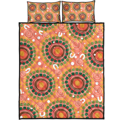 Australia Aboriginal Quilt Bed Set - Abstract Seamless Pattern With Aboriginal Inspired Quilt Bed Set