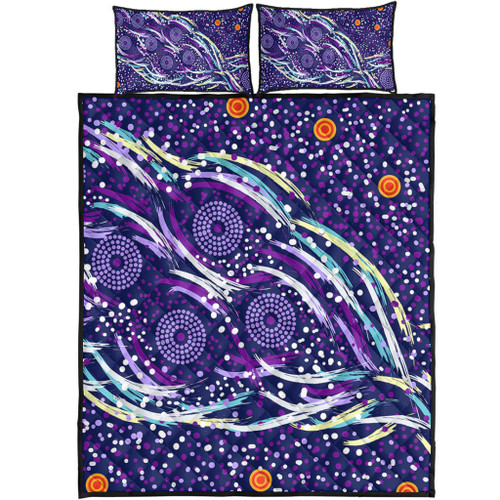 Australia Aboriginal Quilt Bed Set - Purple Dot Dreamtime Quilt Bed Set Australia Aboriginal Quilt Bed Set - Purple Dot Dreamtime Quilt Bed Set