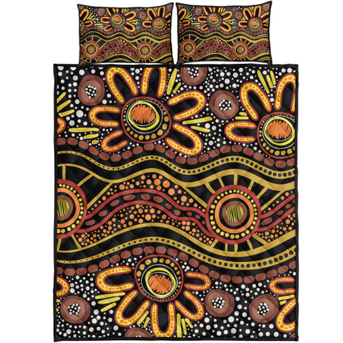 Australia Aboriginal Quilt Bed Set - Dot In Aboriginal Style Quilt Bed Set Australia Aboriginal Quilt Bed Set - Dot In Aboriginal Style Quilt Bed Set