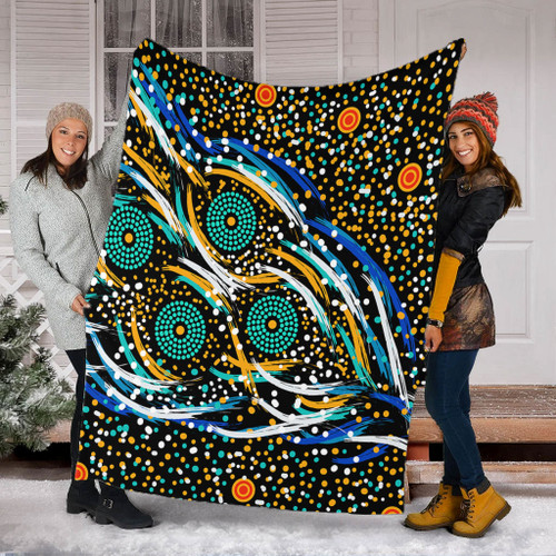 Australia Aboriginal Blanket - Color Dot Dreamtime Blanket Australia Aboriginal Blanket - Color Dot Dreamtime Blanket