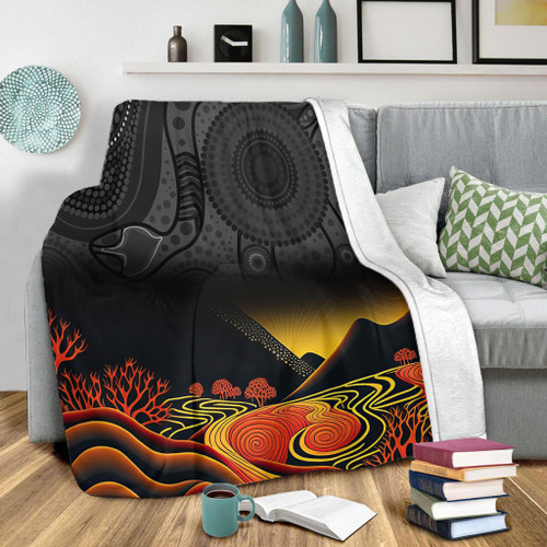 Australia Aboriginal Blanket - Rainbow Serpent Dreamtime Land Art Inspired Blanket