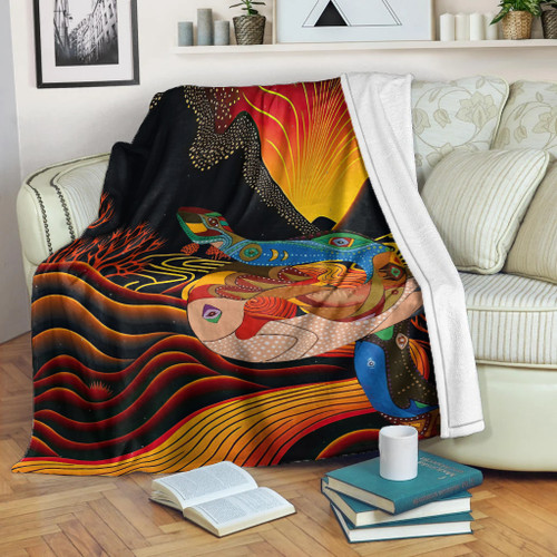 Australia Aboriginal Blanket - Rainbow Serpent In Aboriginal Dreaming Art Inspired Blanket