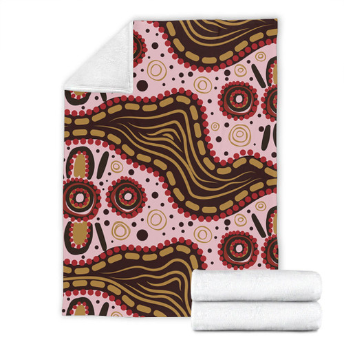 Australia Aboriginal Blanket - Aboriginal Inspired With Pink Background Blanket