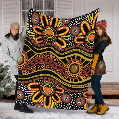 Australia Aboriginal Blanket - Dot In Aboriginal Style Blanket Australia Aboriginal Blanket - Dot In Aboriginal Style Blanket