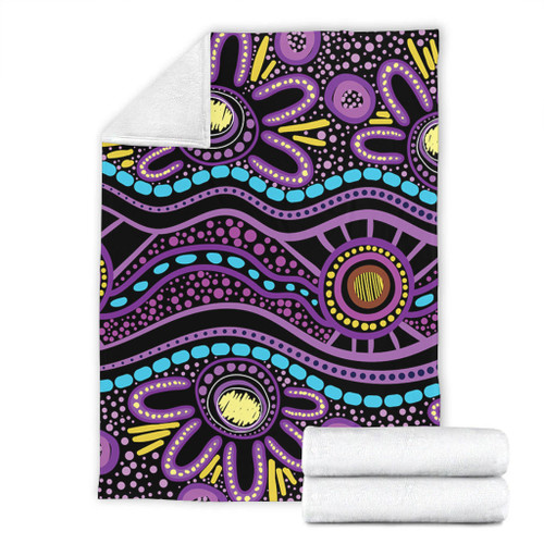 Australia Aboriginal Blanket - Purple Dot In Aboriginal Style Blanket Australia Aboriginal Blanket - Purple Dot In Aboriginal Style Blanket