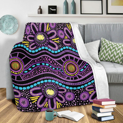 Australia Aboriginal Blanket - Purple Dot In Aboriginal Style Blanket Australia Aboriginal Blanket - Purple Dot In Aboriginal Style Blanket