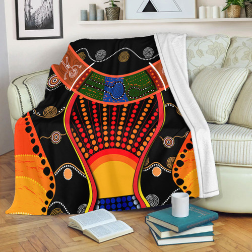 Australia Aboriginal Blanket - Indigenous Dot With Boomerang Inspired Blanket Australia Aboriginal Blanket - Indigenous Dot With Boomerang Inspired Blanket