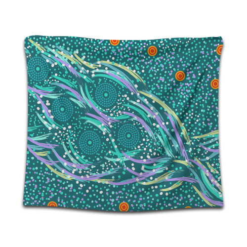 Australia Aboriginal Tapestry - Turquoise Dot Dreamtime Tapestry Australia Aboriginal Tapestry - Turquoise Dot Dreamtime Tapestry