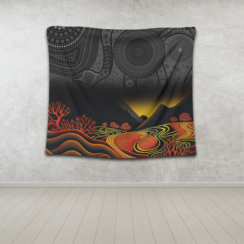 Australia Aboriginal Tapestry - Rainbow Serpent Dreamtime Land Art Inspired Tapestry