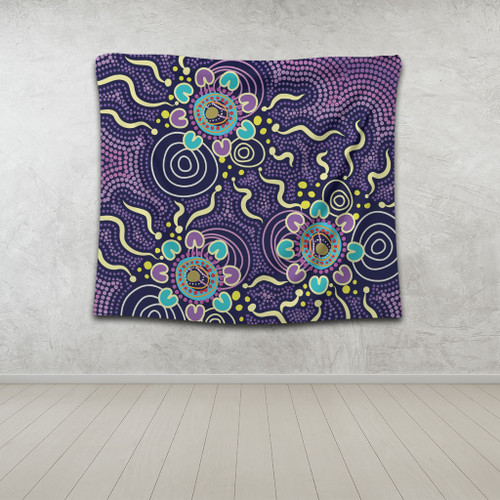 Australia Aboriginal Tapestry - Purple Painting With Aboriginal Inspired Dot Tapestry