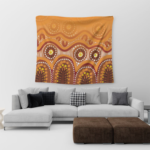 Australia Aboriginal Tapestry - Brown Aboriginal Dot Tapestry Australia Aboriginal Tapestry - Brown Aboriginal Dot Tapestry