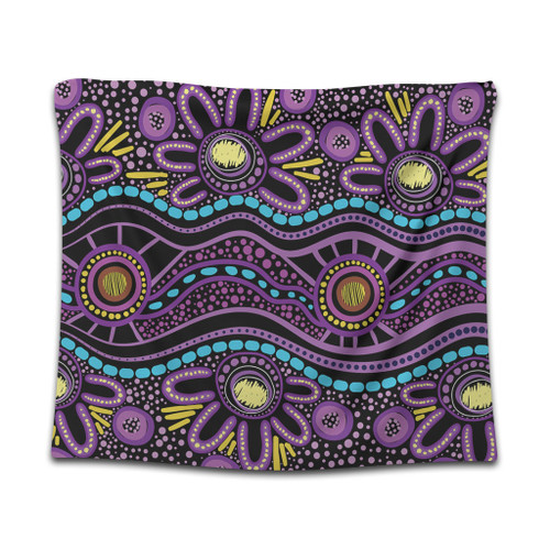 Australia Aboriginal Tapestry - Purple Dot In Aboriginal Style Tapestry Australia Aboriginal Tapestry - Purple Dot In Aboriginal Style Tapestry