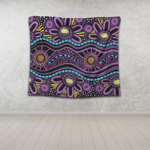 Australia Aboriginal Tapestry - Purple Dot In Aboriginal Style Tapestry