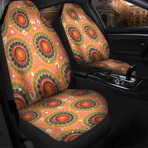 Australia Aboriginal Car Seat Cover - Abstract Seamless Pattern With Aboriginal Inspired Car Seat Cover