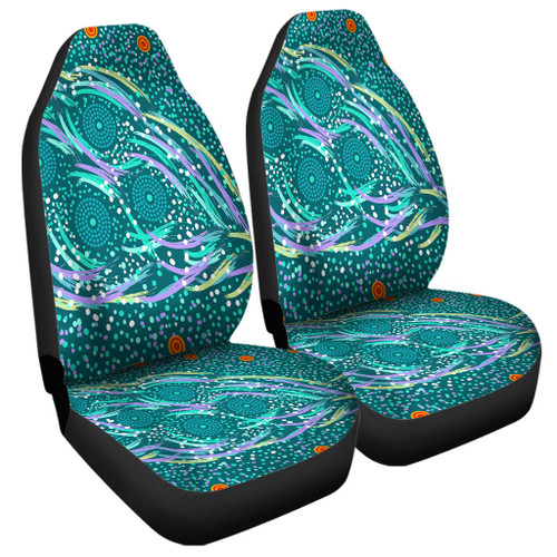 Australia Aboriginal Car Seat Cover - Turquoise Dot Dreamtime Car Seat Cover Australia Aboriginal Car Seat Cover - Turquoise Dot Dreamtime Car Seat Cover
