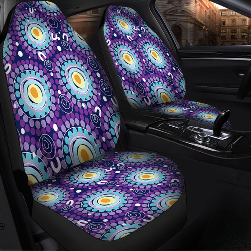 Australia Aboriginal Car Seat Cover - Purple Abstract Seamless Pattern With Aboriginal Inspired Car Seat Cover