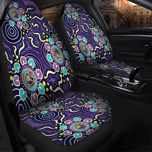 Australia Aboriginal Car Seat Cover - Purple Painting With Aboriginal Inspired Dot Car Seat Cover