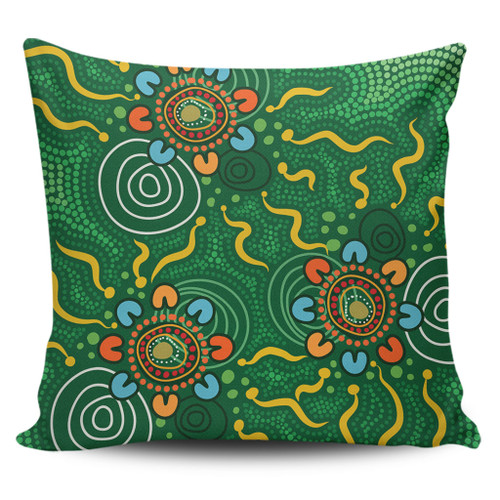 Australia Aboriginal Pillow Cases - Green Painting With Aboriginal Inspired Dot Pillow Cases Australia Aboriginal Pillow Cases - Green Painting With Aboriginal Inspired Dot Pillow Cases