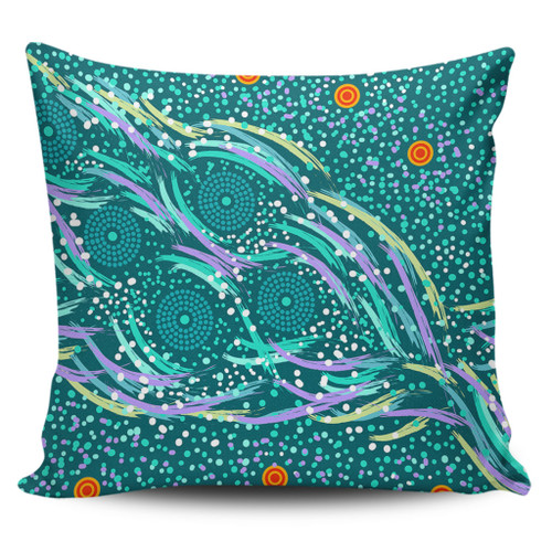 Australia Aboriginal Pillow Cases - Turquoise Dot Dreamtime Pillow Cases Australia Aboriginal Pillow Cases - Turquoise Dot Dreamtime Pillow Cases
