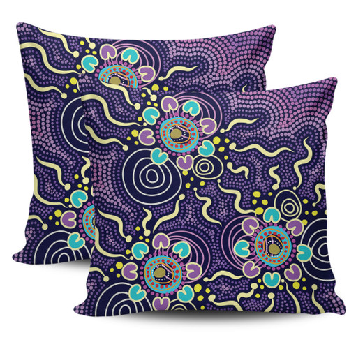 Australia Aboriginal Pillow Cases - Purple Painting With Aboriginal Inspired Dot Pillow Cases