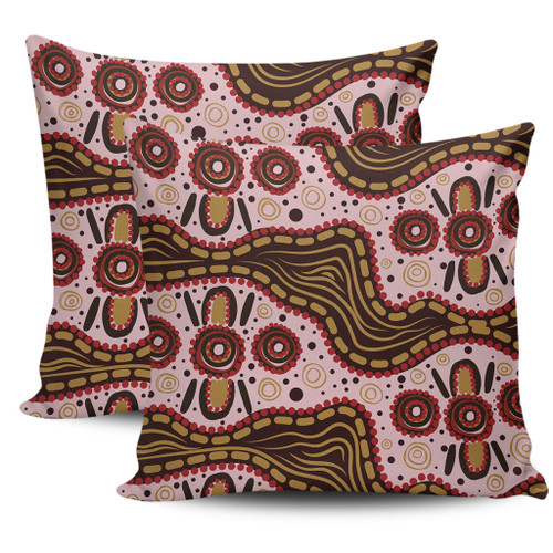 Australia Aboriginal Pillow Cases - Aboriginal Inspired With Pink Background Pillow Cases