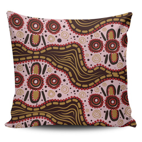 Australia Aboriginal Pillow Cases - Aboriginal Inspired With Pink Background Pillow Cases Australia Aboriginal Pillow Cases - Aboriginal Inspired With Pink Background Pillow Cases