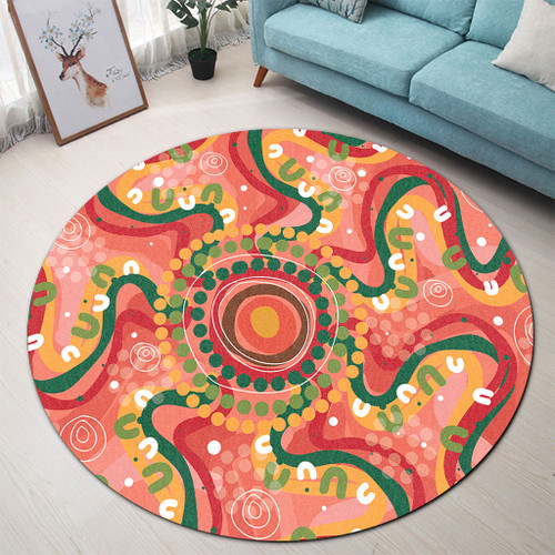 Australia Aboriginal Round Rug - Aboriginal Art Style Abstract Round Rug