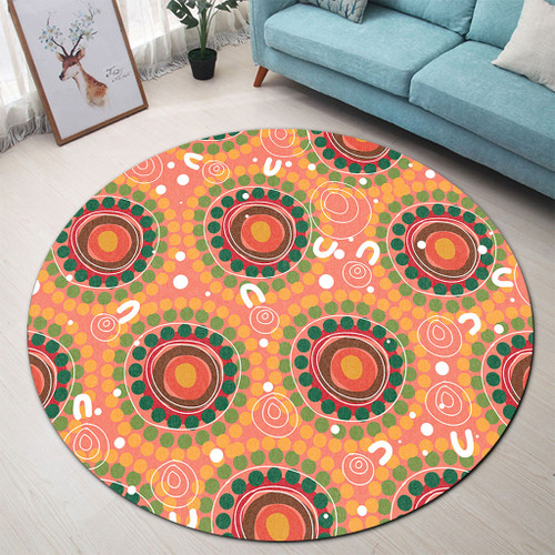 Australia Aboriginal Round Rug - Abstract Seamless Pattern With Aboriginal Inspired Round Rug