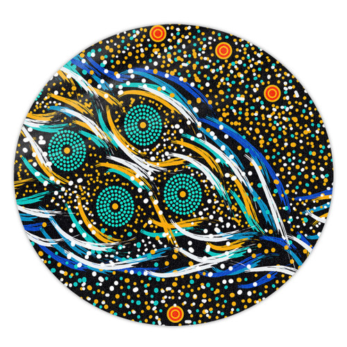 Australia Aboriginal Round Rug - Color Dot Dreamtime Round Rug Australia Aboriginal Round Rug - Color Dot Dreamtime Round Rug