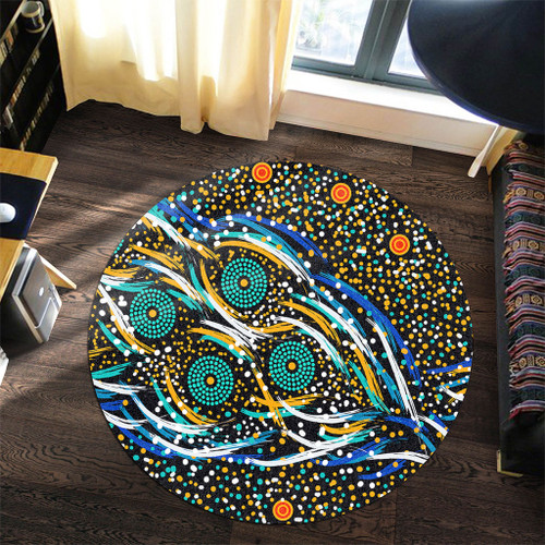 Australia Aboriginal Round Rug - Color Dot Dreamtime Round Rug Australia Aboriginal Round Rug - Color Dot Dreamtime Round Rug