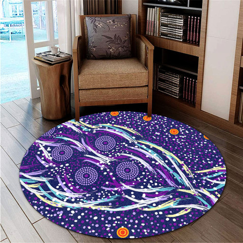 Australia Aboriginal Round Rug - Purple Dot Dreamtime Round Rug Australia Aboriginal Round Rug - Purple Dot Dreamtime Round Rug