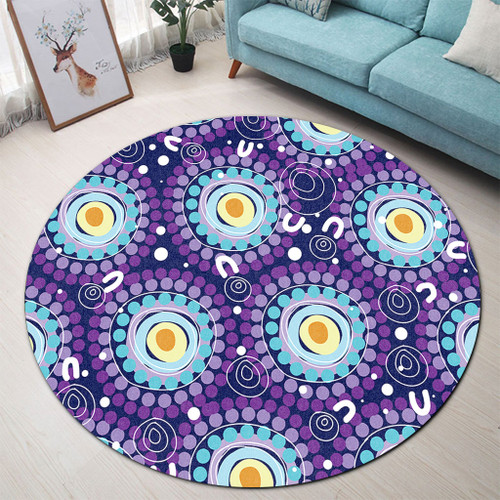 Australia Aboriginal Round Rug - Purple Abstract Seamless Pattern With Aboriginal Inspired Round Rug