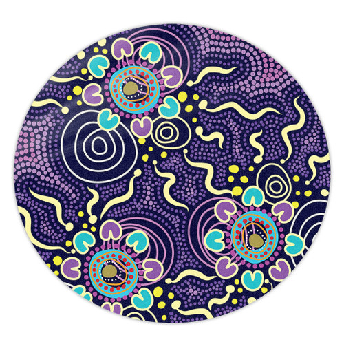 Australia Aboriginal Round Rug - Purple Painting With Aboriginal Inspired Dot Round Rug Australia Aboriginal Round Rug - Purple Painting With Aboriginal Inspired Dot Round Rug