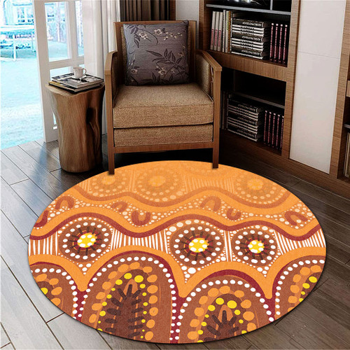 Australia Aboriginal Round Rug - Brown Aboriginal Dot Round Rug